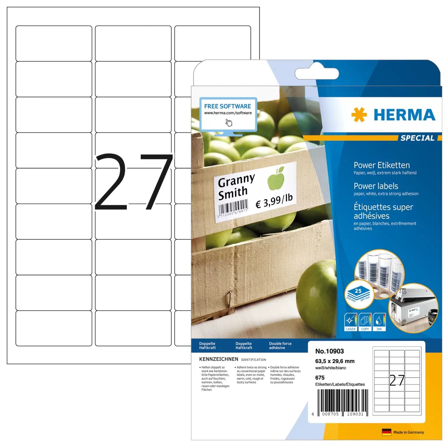 EAN 4008705109031 - HERMA 10903 etiqueta de impresora Blanco Etiqueta para impresora autoadhesiva imagen 1