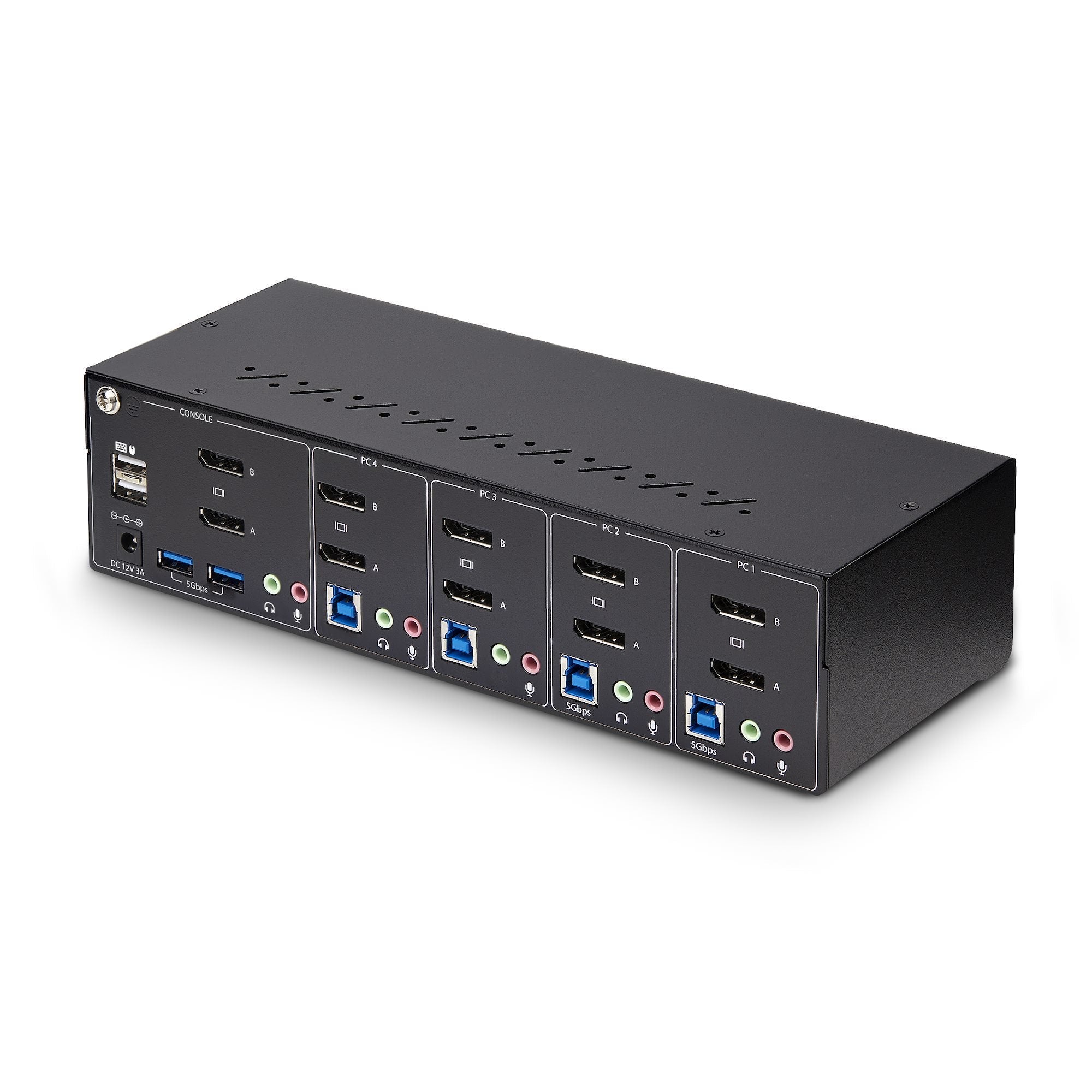 Startech.Com 4-Port Dual-Monitor Displayport Kvm Switch, 4k 60hz, 2x Usb 5gbps Hub Ports, 2x Usb 2.0 Hid Ports, Hotkey A