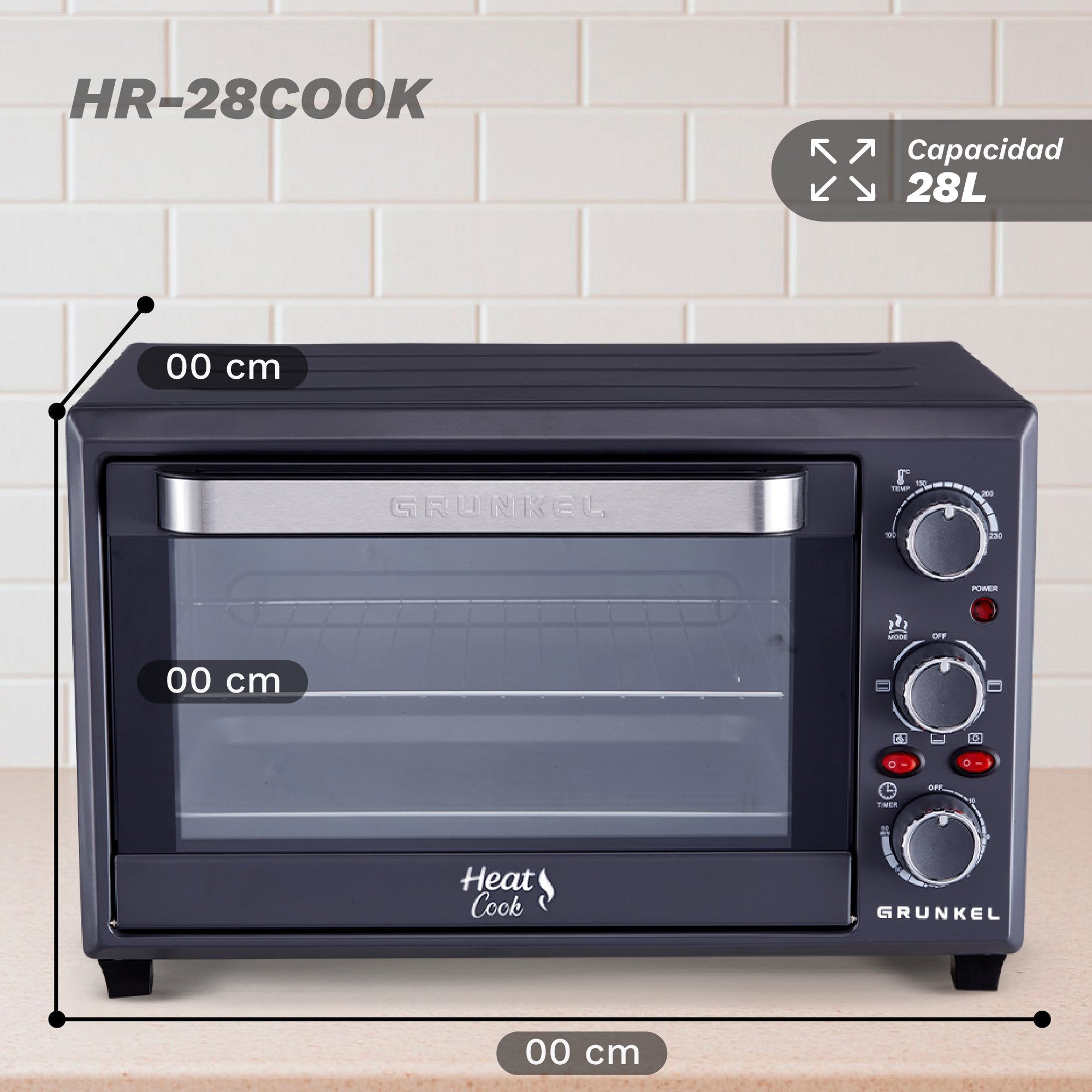 Horno De Sobremesa Grunkel Hr-28cook 1600w Capacidad 28l
