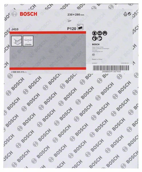 Hoja De Lija Bosch J410 Estándar Para Metal, 230x280mm, K120