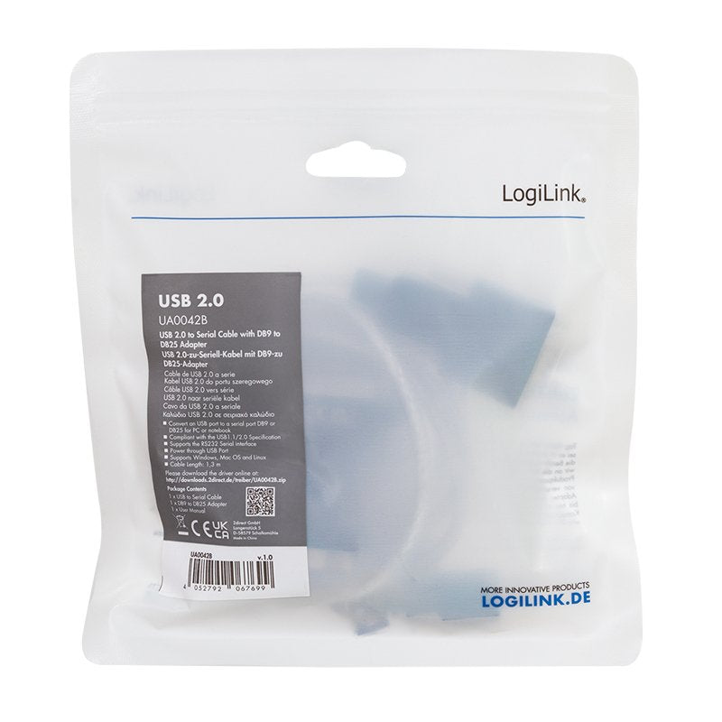 EAN 4052792067699 - LogiLink UA0042B convertidor, repetidor y aislador en serie USB 2.0 RS-232 Verde, Transparente imagen 4