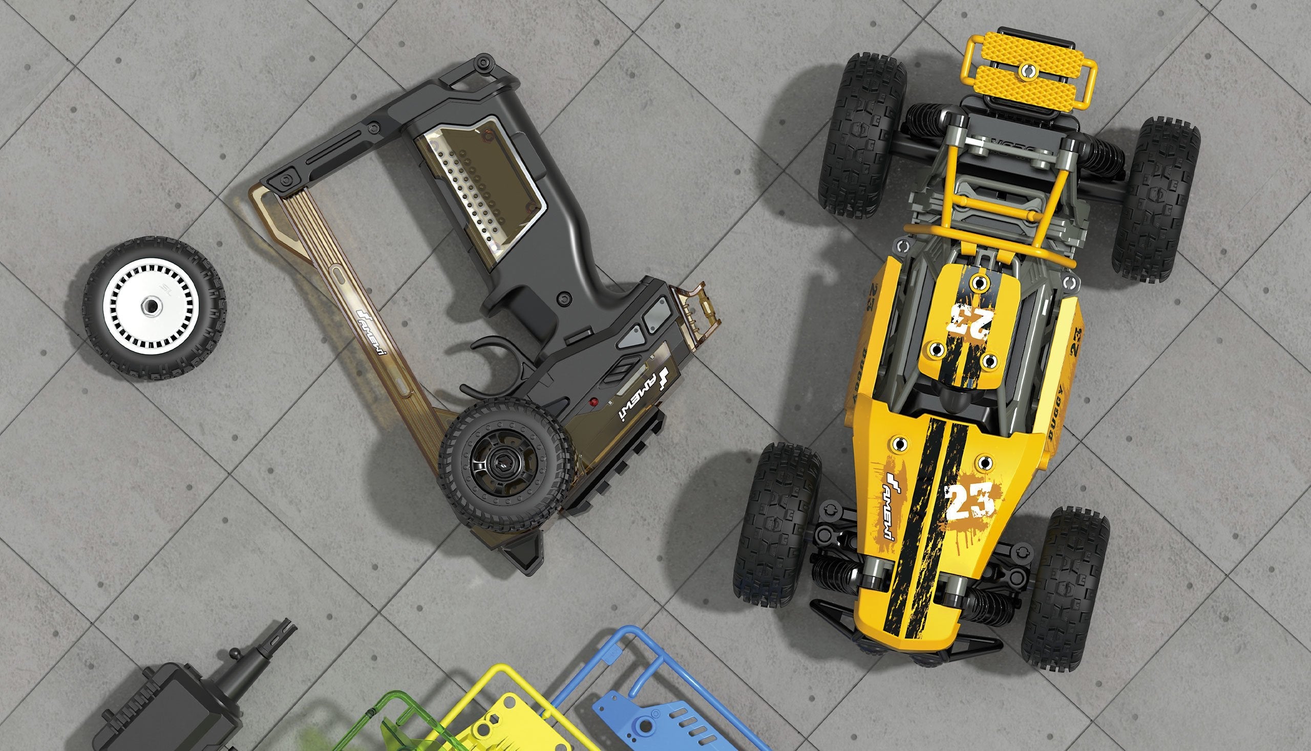 Amewi Rc Auto Oldschool Hggy Diy/Ohne Akku 63teile Amarillo/8+