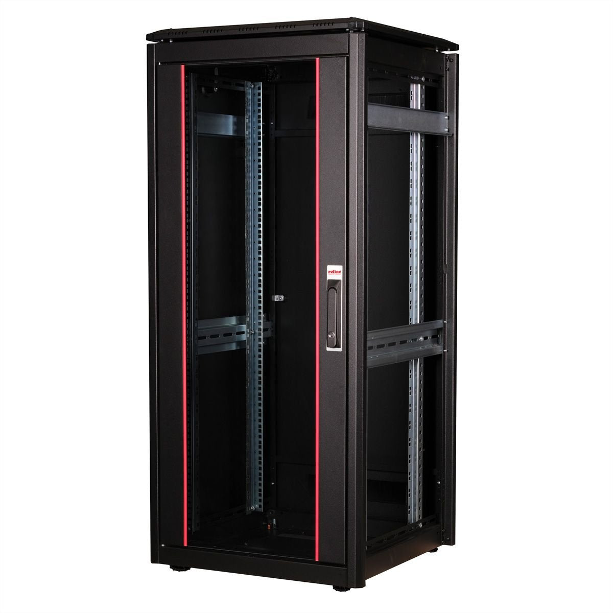 Roline 19-Zoll Netzwerkschrank Pro 26 He, 600x600 Bxt Glastr Schwarz