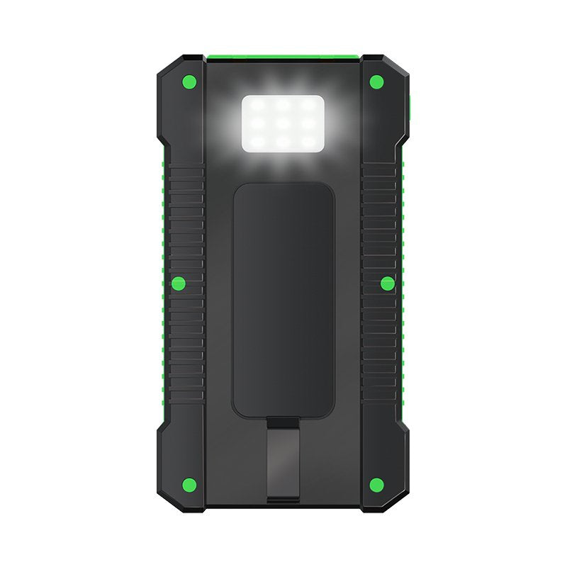 Bateria Externa Power Bank  8000  Solar 2 Puertos Usb-A De Control De Calidad Linterna Negro Verde Logilink