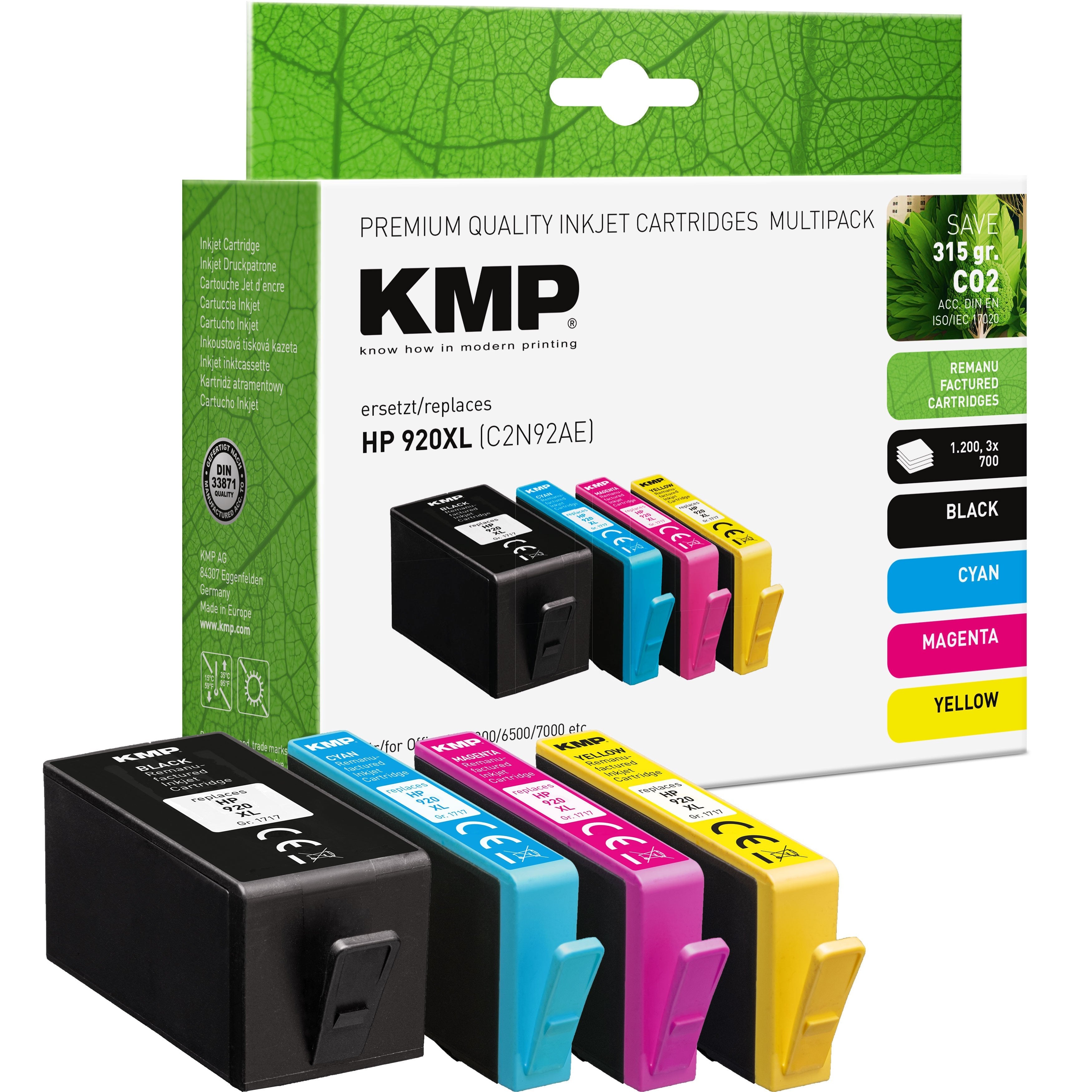 Kmp Cartucho Hp Nr. 920xl Multip. 1100-1200 S. H67v Remanufactured