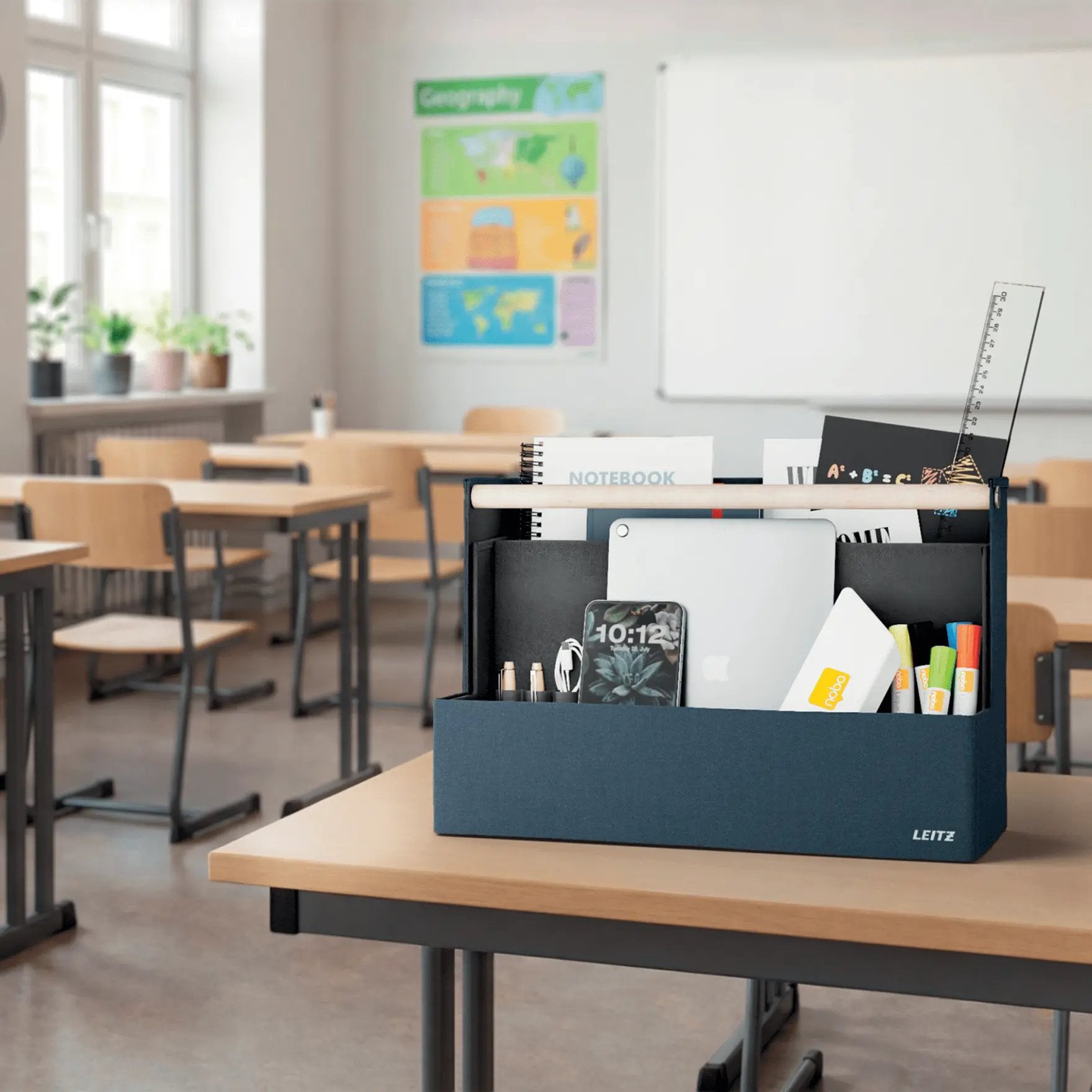 Leitz Portable Desk Organizer Fabric With Handle 38x19x26cm Dark Gris