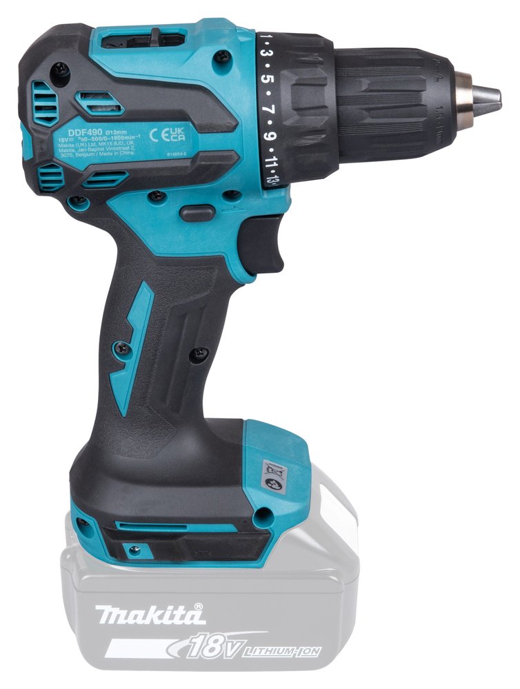 EAN 0197050009845 - Makita DDF490Z taladro 1900 RPM Sin llave 1,7 kg Azul, Negro imagen 6