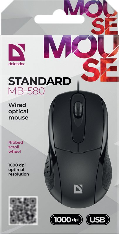 EAN 4714033525800 - Defender STANDARD MB-580 ratón Oficina Ambidextro USB tipo A Óptico 1000 DPI imagen 3