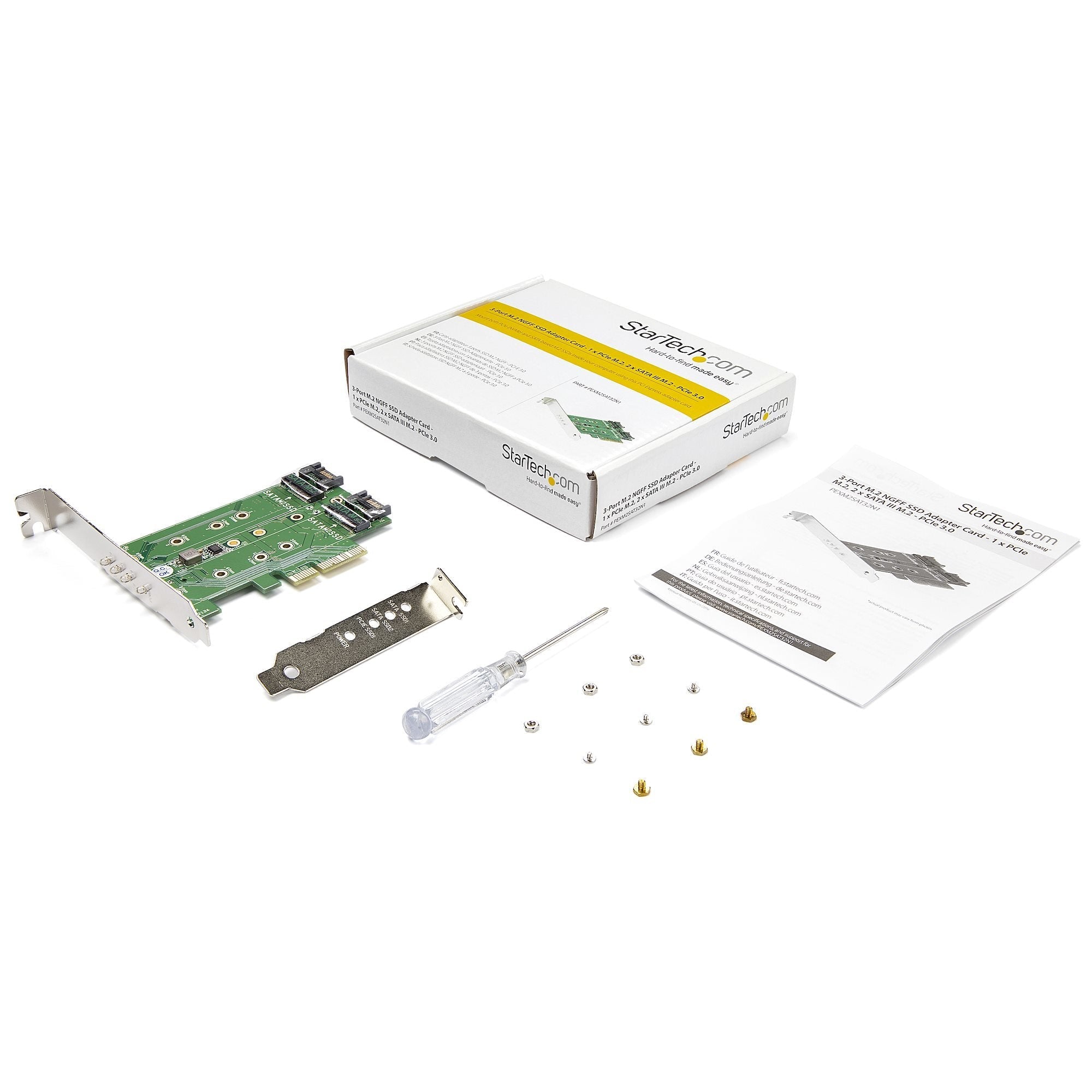 Startech Tarjeta Pci Express 3.0 3 Puertos M.2 Para Ssd 1x Nvme 2x Sata Iii Pexm2sat32n1
