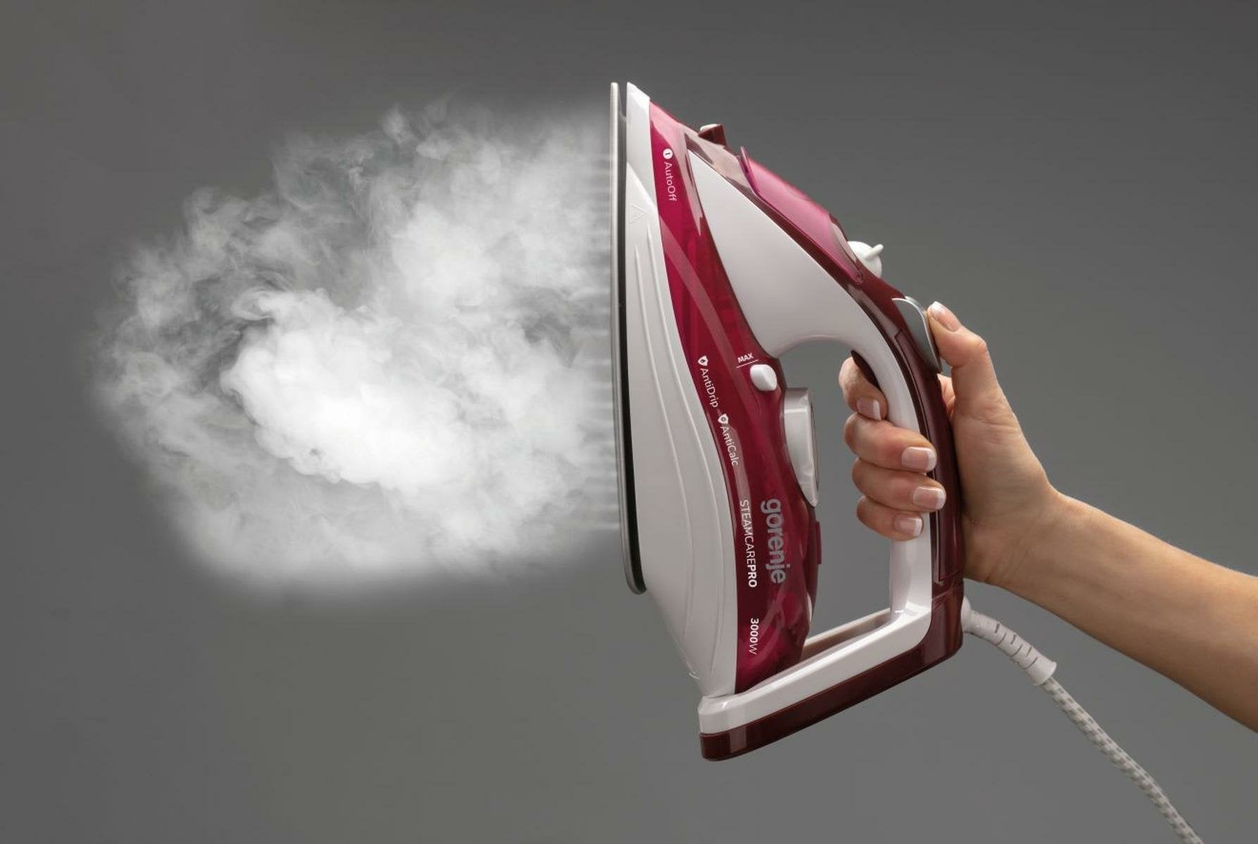 Plancha De Vapor Gorenje Sih3000rbc Plancha De Vapor, 3000 W, Capacidad Del Depã³sito De Agua 350 Ml, Vapor Continuo 40 G/Min, Rojo/Blanco