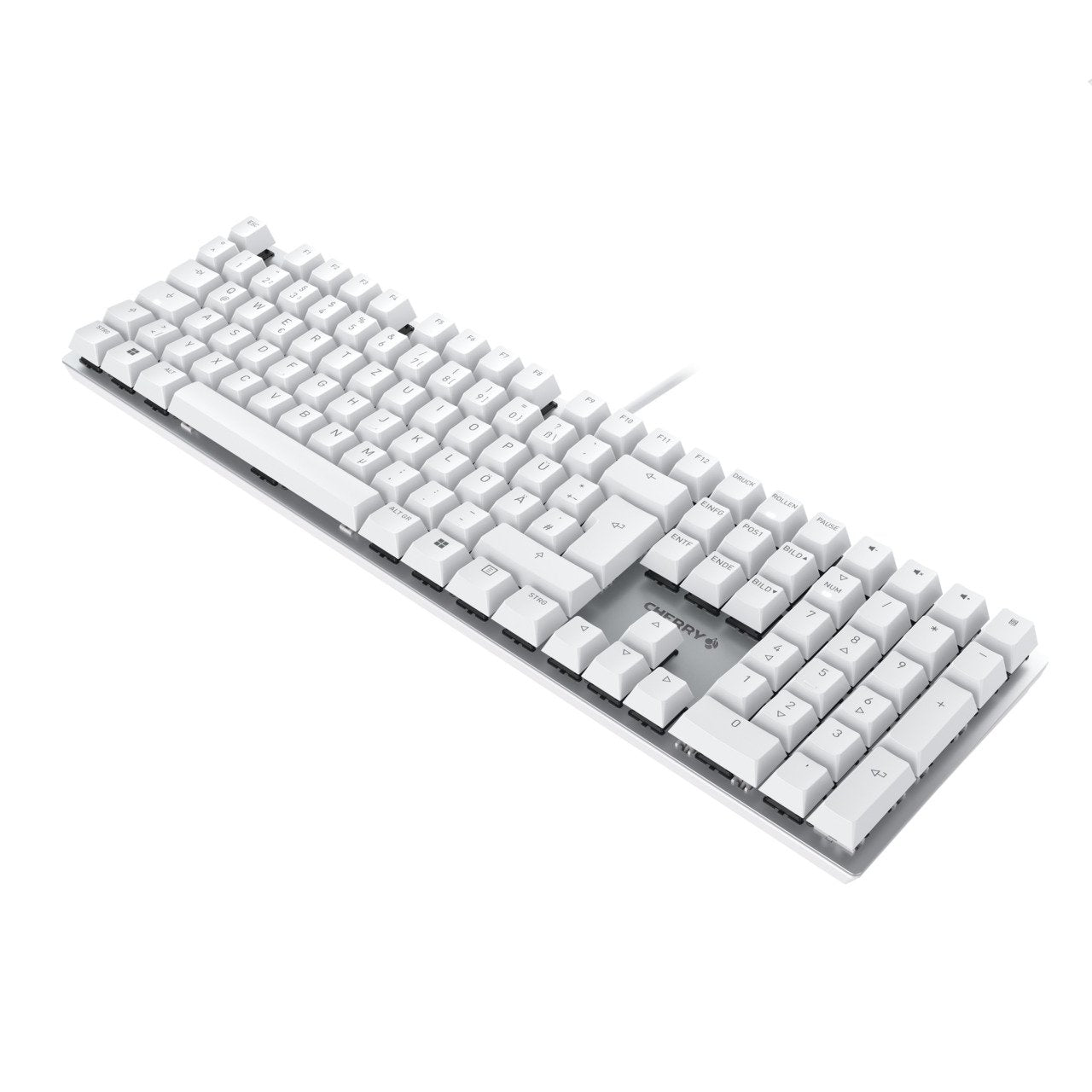 Cherry Kc 200 Mx, Completo Tamaño (100%), Con Cable, Usb, Mechanischer Switch, Qwerty, Plateado, Blanco