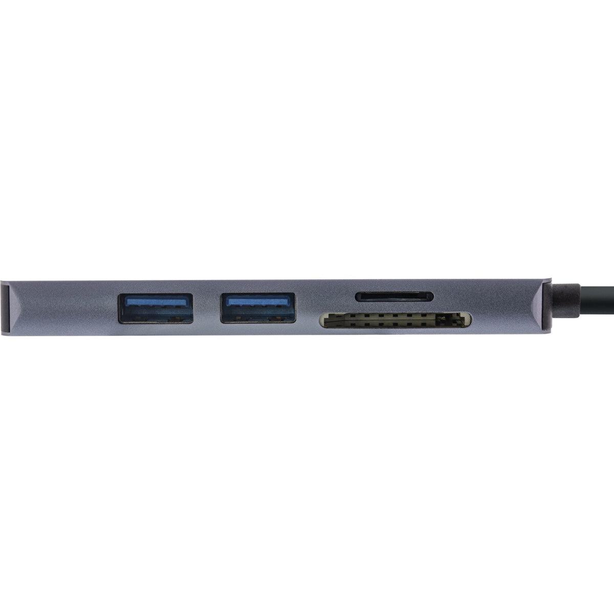 Hub Inline Usb 3.2 Gen.1, 2x Usb-A 5gbps + Hdmi 4k/30hz + Lector De Tarjetas, Aluminio, Gris