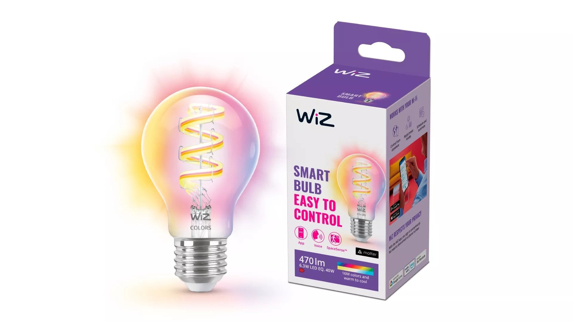 Wiz Bombilla Con Filamento Transparente 40 W A60 E27