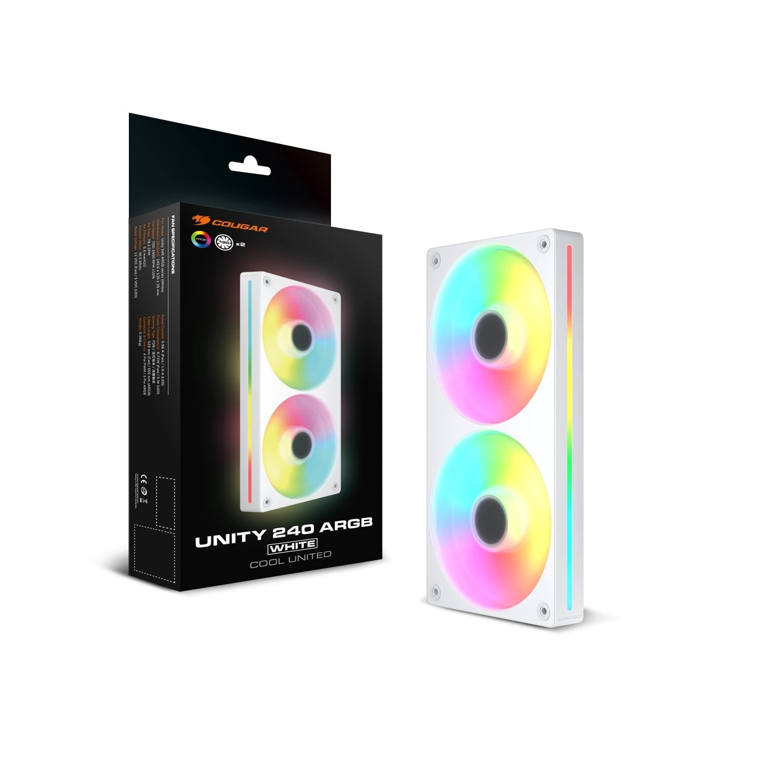 Cougar Forward-Ventilador Unity240-Fb,240 Argb Pwm, Blanco