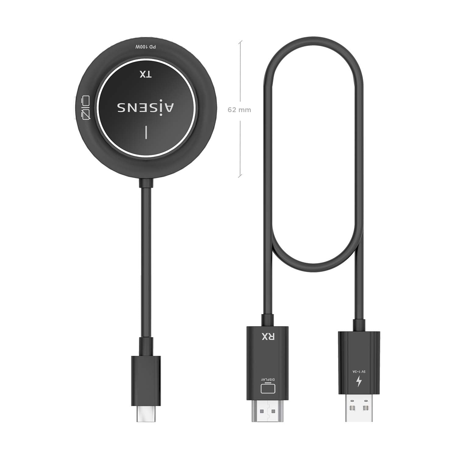 Aisens Usb-C A Hdmi Inalambrico 1080p 30m + Usb-C Pd 100w, Negro