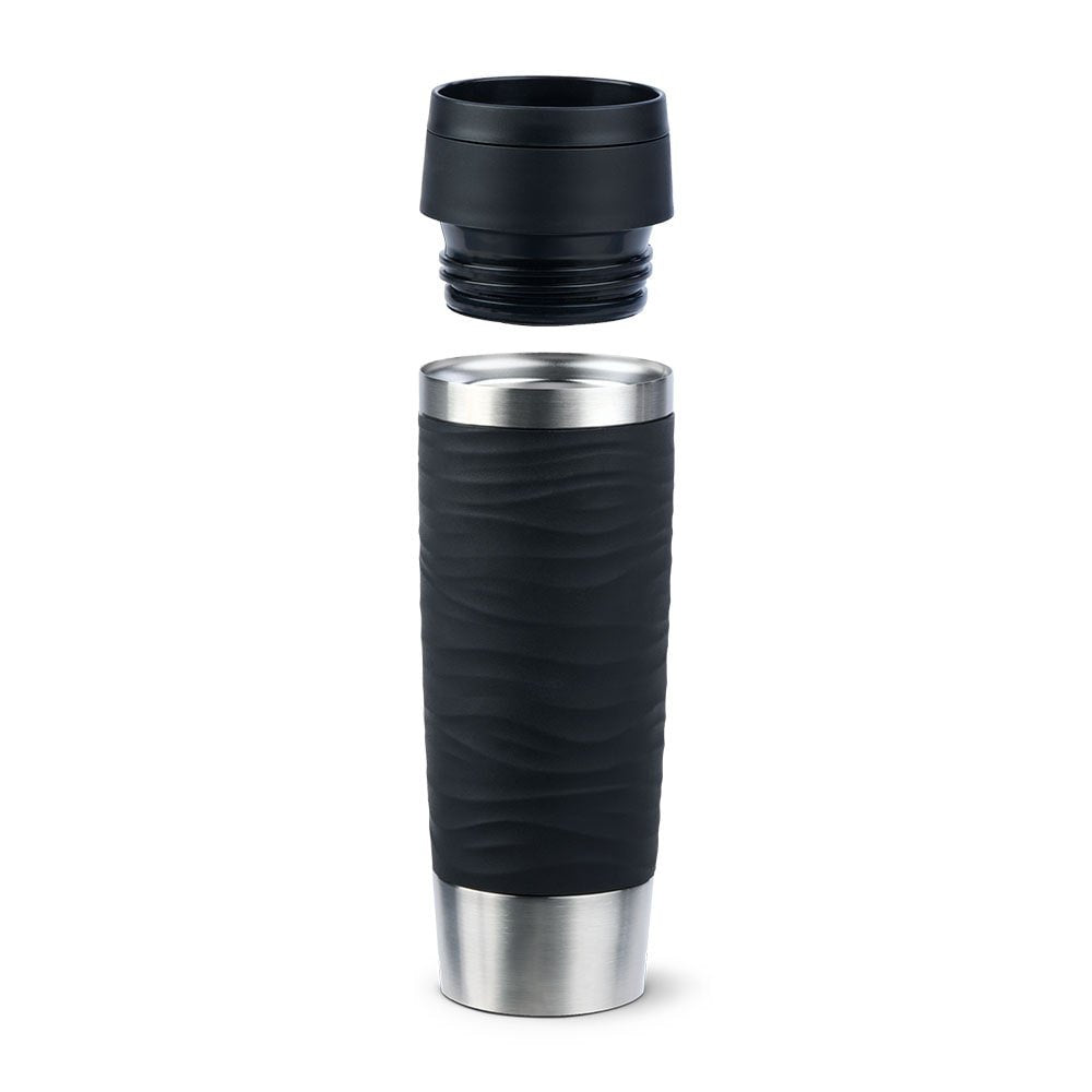Taza Térmica Emsa Travel Mug  Waves Grande Negro/Acero Inoxidable, 0,5 Litros N2022500