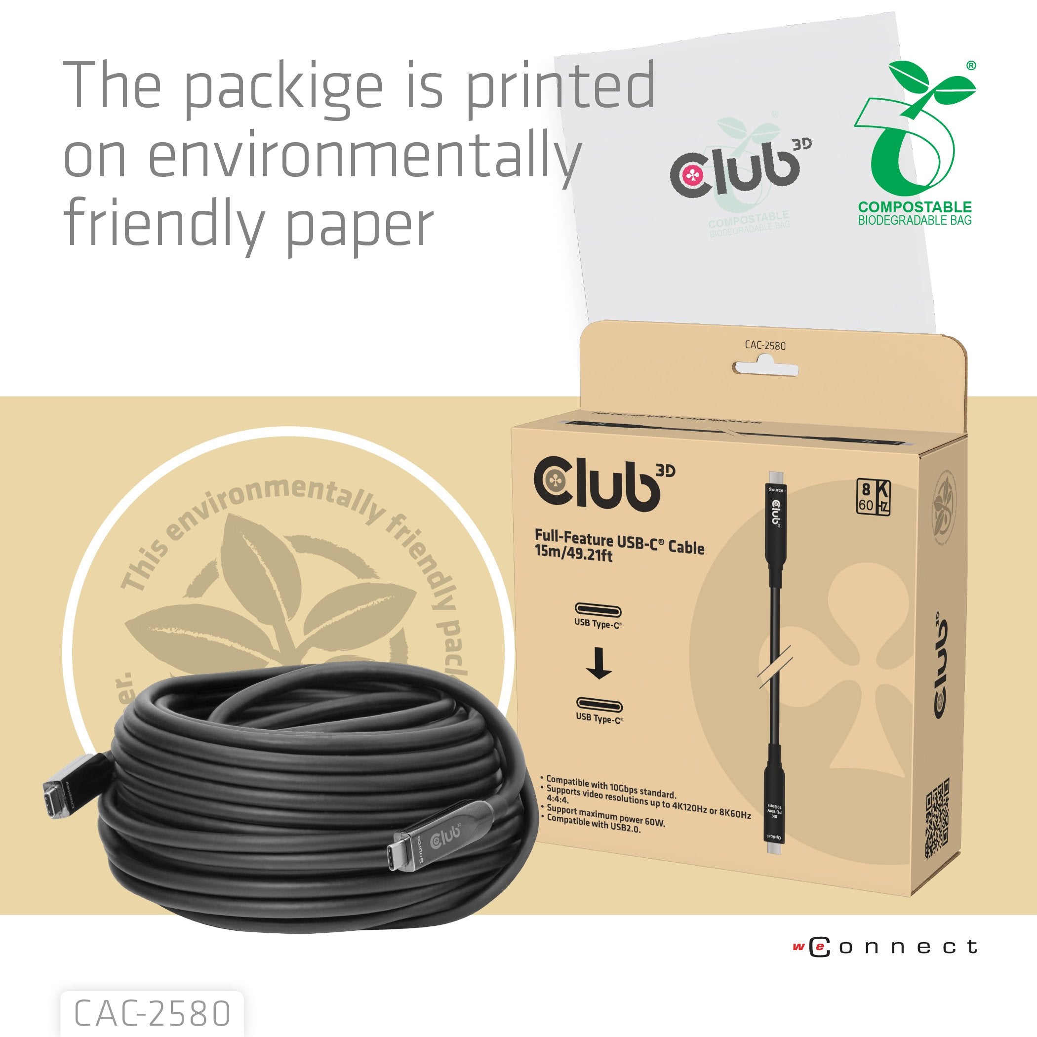 EAN 8719214473662 - CLUB3D CAC-2580 cable USB 15 m USB C Negro imagen 3