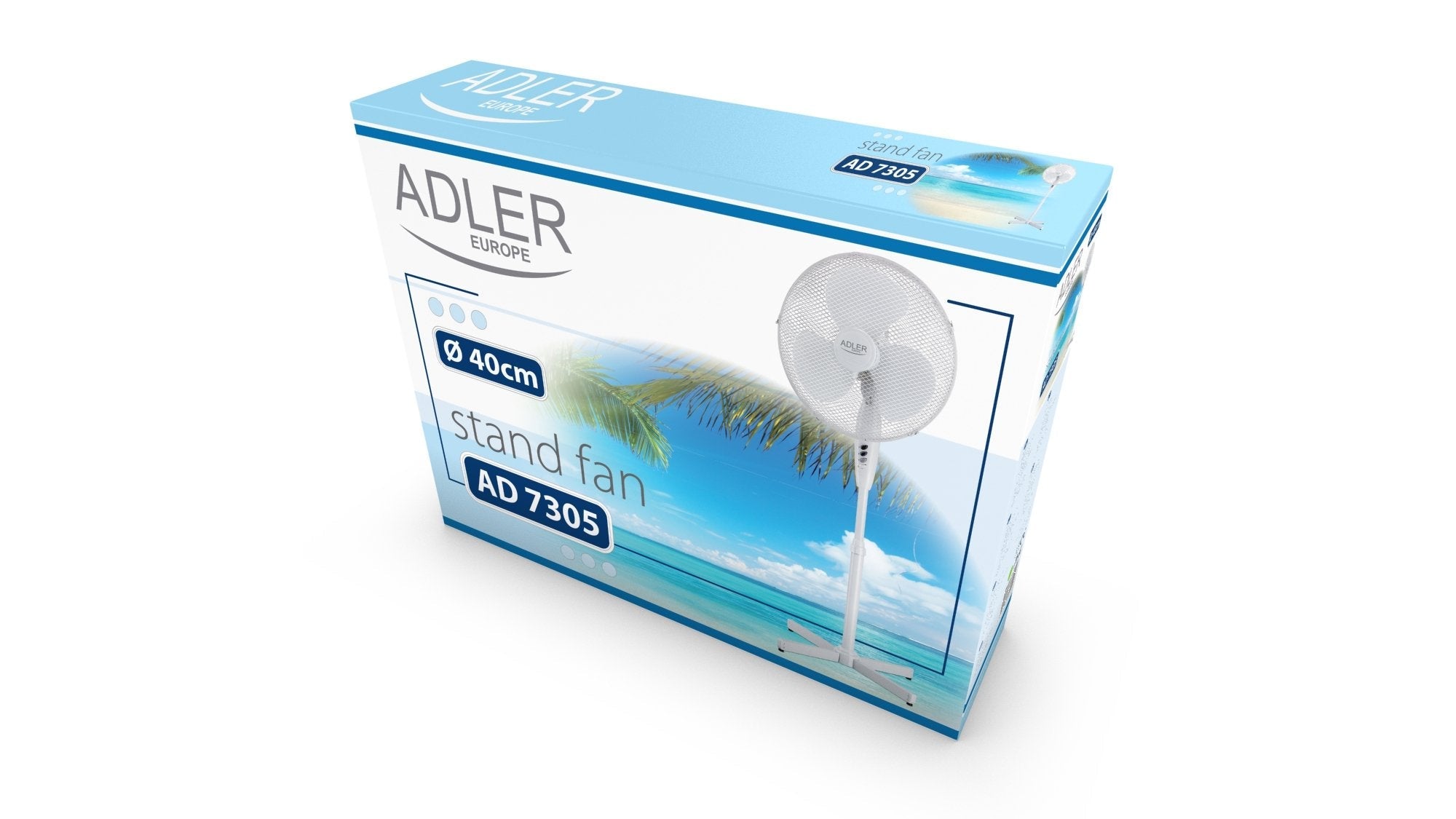 Ventilador De Pie Adler Ad 7305, Diámetro 40cm, 3 Ajustes De Velocidad, Base Estable, Potencia 45w