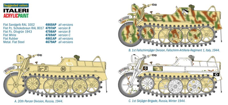 EAN 8001283074049 - Italeri KETTENKRAD Military motorcycle model Kit de montaje 1:9 imagen 3