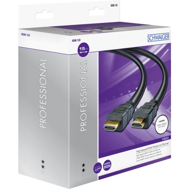 Schwaiger Hdm150 013 Cable Hdmi 15 M Hdmi Tipo A (Estándar) Negro, Oro