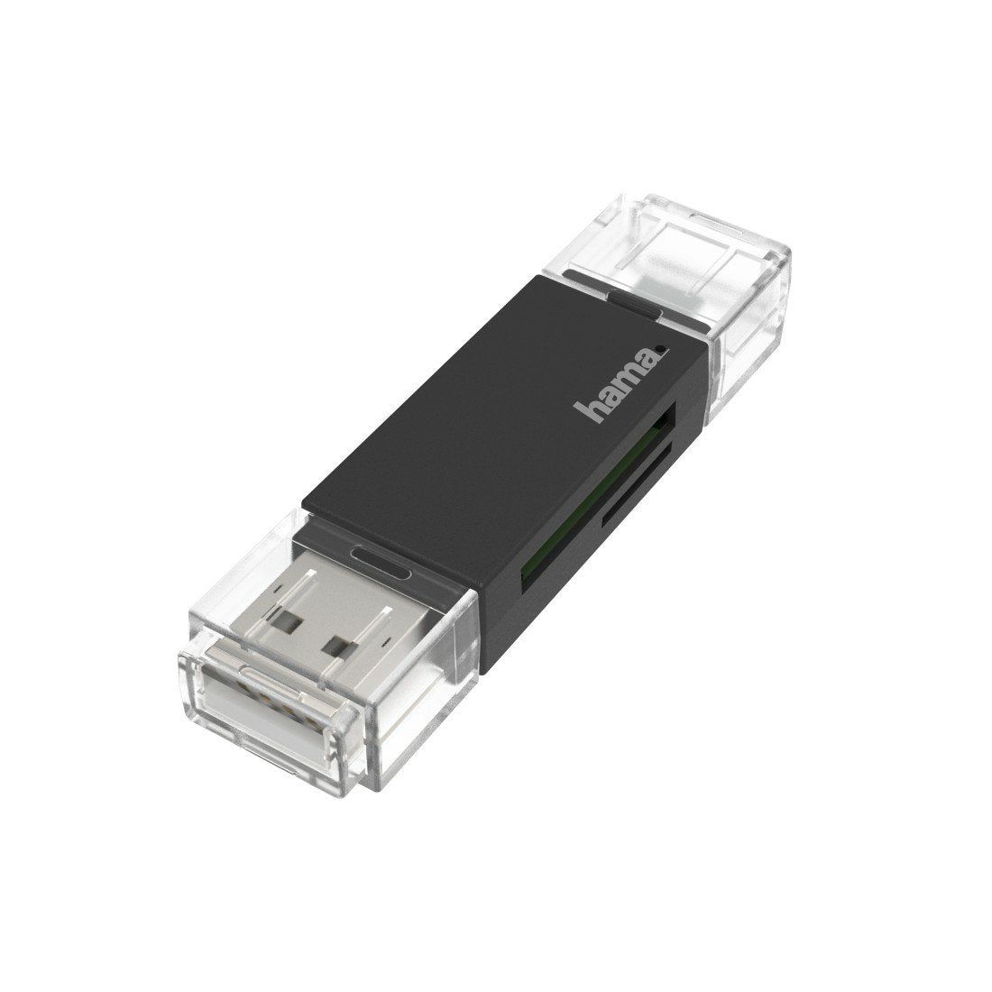 Hama Essential Lector De Tarjetas Usb-A - Compatible Con Sd - Microsd - Sistema Otg - 19.05x10.99x73.6mm - Negro