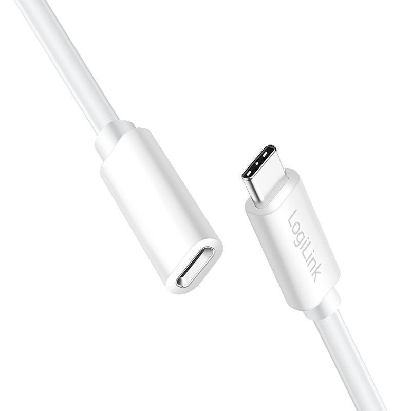 Usb 2.0 Type-C Cable, C M To C F, 480 Mbps, 60w, Blanco, 3 M