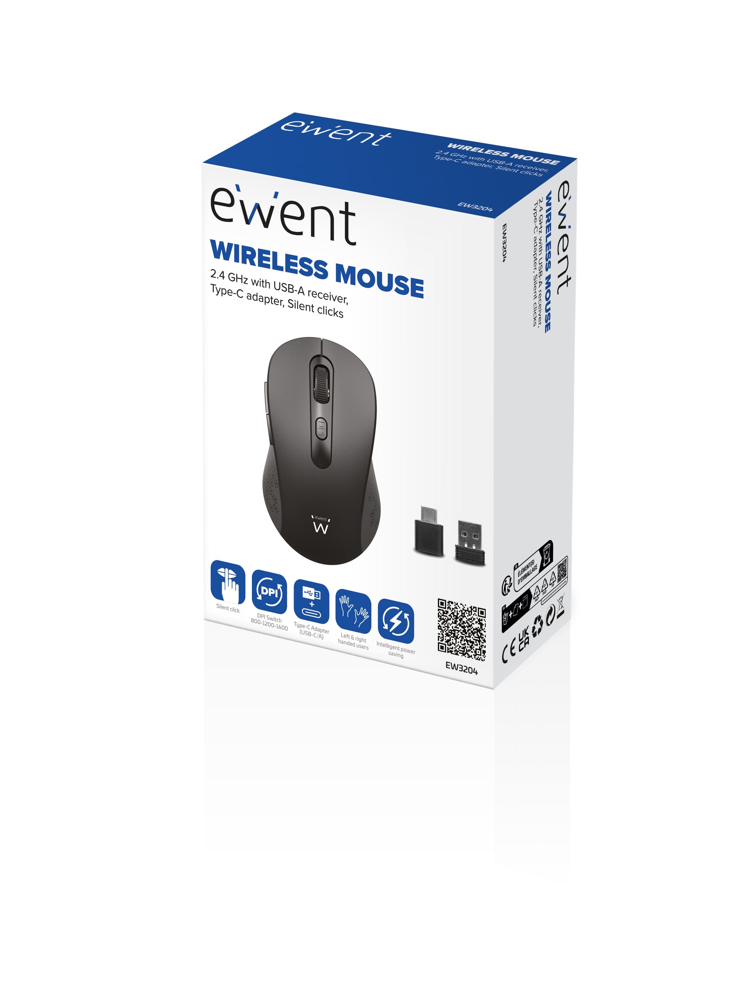 Raton Ewent Ew3204 800/1200/1600dpi Inalambrico 6 Botones Negro/Gris