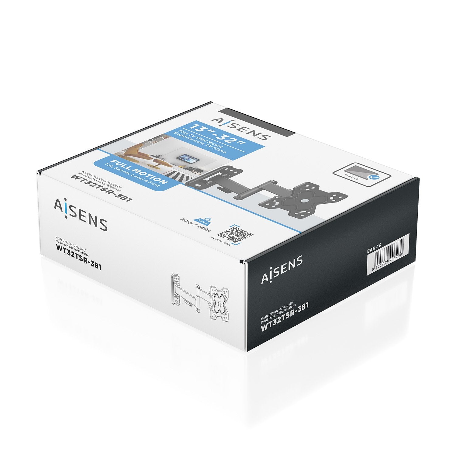 Aisens Soporte Eco Giratorio, Inclinable Y Nivelable Para Monitor/Tv 20kg (3 Pivotes) De 13-32, Negro
