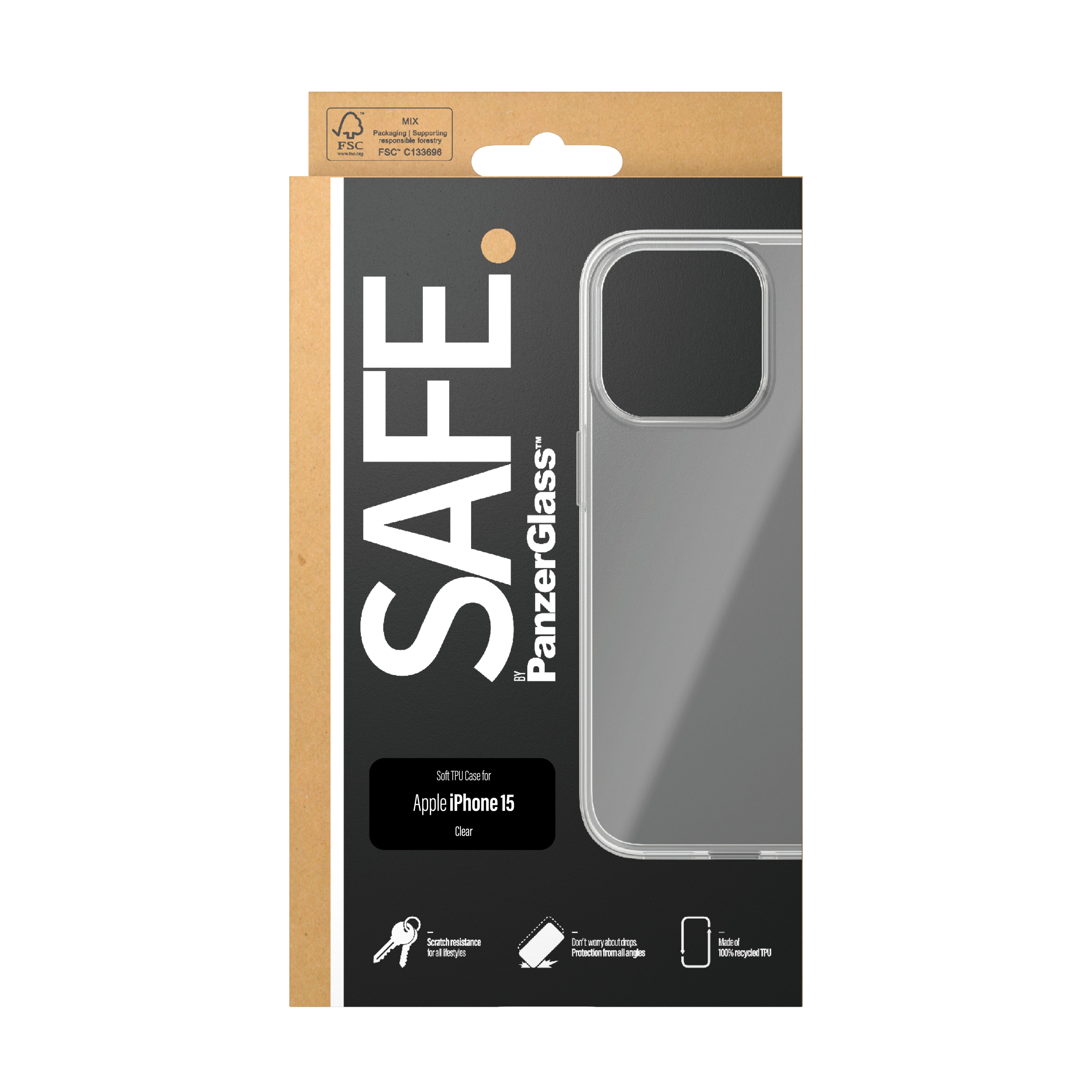 EAN 5711724955389 - PanzerGlass SAFE. by ® TPU Case Transparent iPhone 15 funda para teléfono móvil Transparente imagen 3