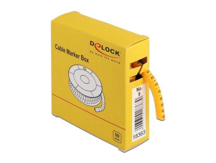 Delock 18363 Caja De Marcadores De Cables, No. 9, Amarillo, 500 Unidades