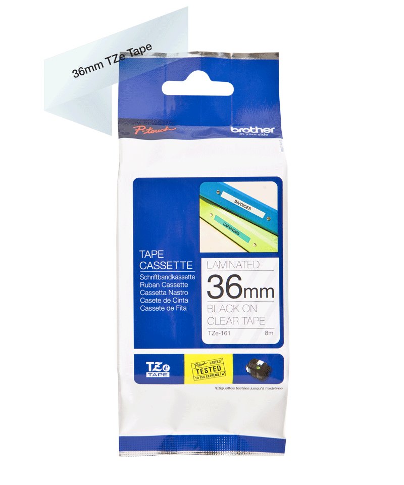 Brother Cinta Laminada Transparente/Negro 5m, 36mm