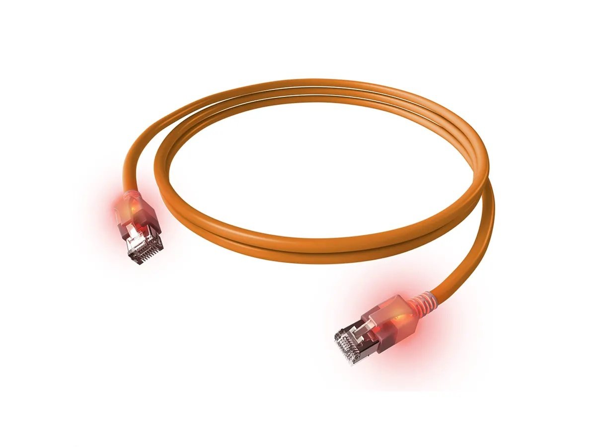 Easylan Dualboot Led Cable De Red Rj45 S Ftp Cat.6a (Class Ea), Mit Sacon Stecker, Lsoh, Orange, 7,5 M