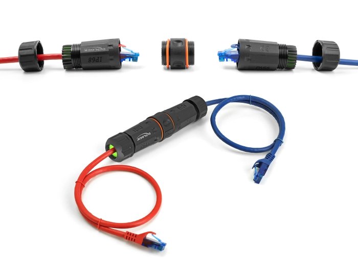Delock 88144 Conector De Cable Rj45 Hembra A Rj45 Hembra Cat.6a Con Rosca M20 Y Dos Juntas Para Cable Delgado Ip68 Resistente Al Polvo Y Al Agua