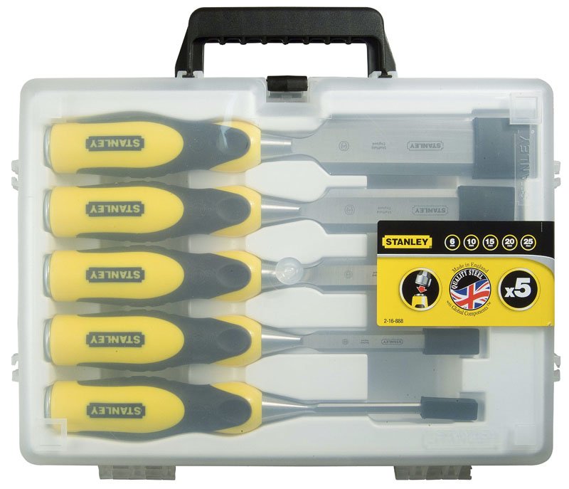 Juego De Cinceles Stanley Dynagrip, 5 Piezas (Amarillo Negro)