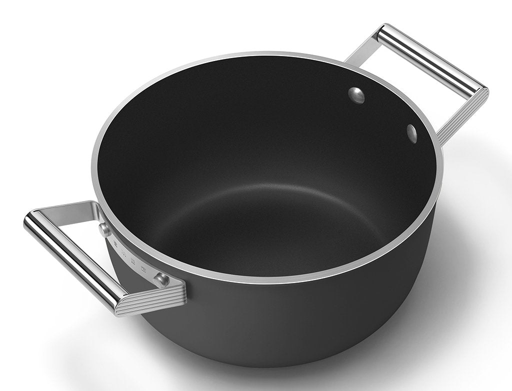 Smeg Csf2412blm Kochtopf, 20 Cm, Keramik, Edelstahlgriff, Mattschwarz