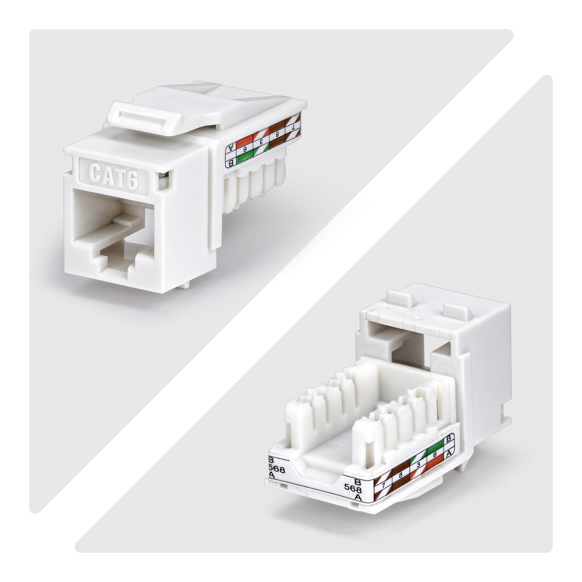 Startech.Com Cat6 Keystone Jack Módulo, Pack De 24 Rj45 Ethernet Keystone Conector Hembra, Utp Cat6 Wandbuchse, 90 Grad 110 Punch Down Conector Hembra, Blanco, Acodado, Blanco, Rj-45, Conector Hembra, 10gbase-T, Cat6, Cat5e