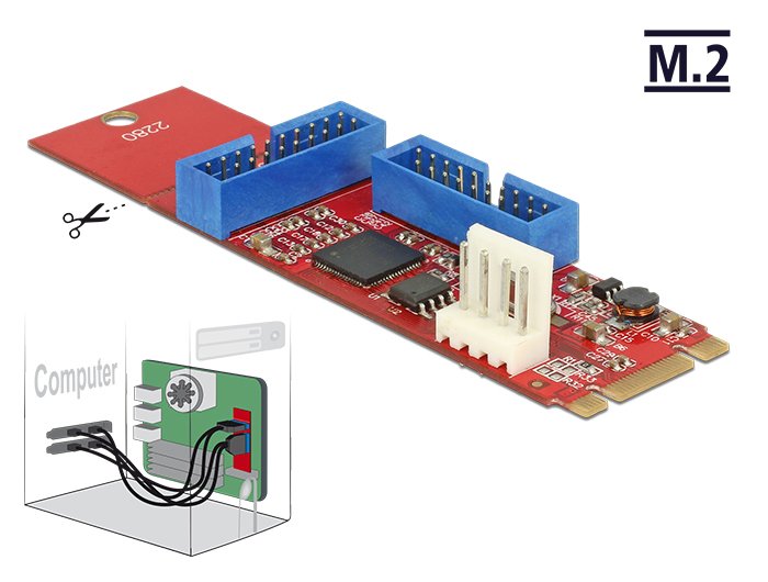 Conector B+M De La Tecla Delock M.2> 2 X Usb 3.0 Post Enchufes, Convertidor 62843