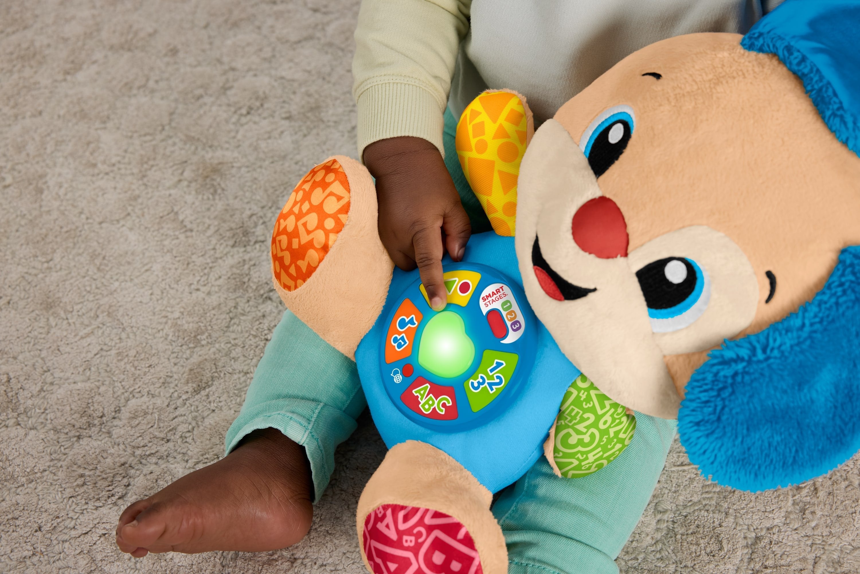Fisher-Price Learning Fun Dog, Cuddly Toy Blue/Light Brown Jfd20