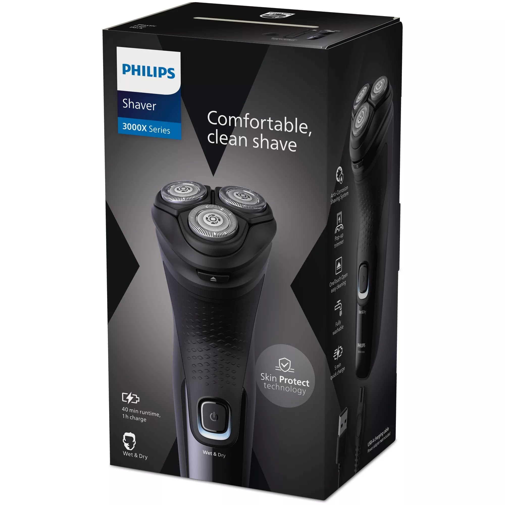EAN 8720689018920 - Philips X3001/00 afeitadora Máquina de afeitar de rotación Recortadora Negro imagen 3