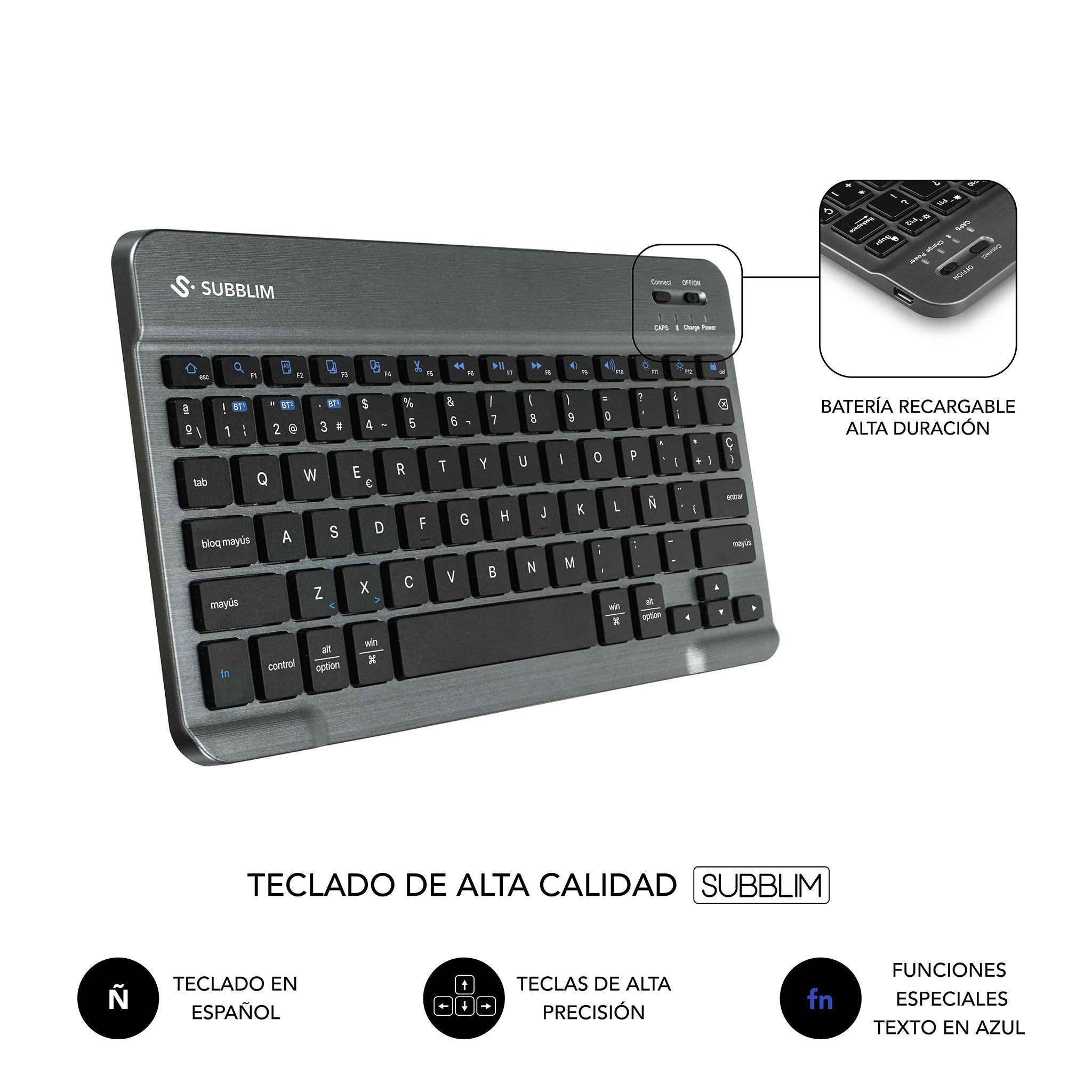 EAN 8436586743727 - SUBBLIM SUBKT3-BTL330 teclado para móvil QWERTY Español Bluetooth Negro imagen 12