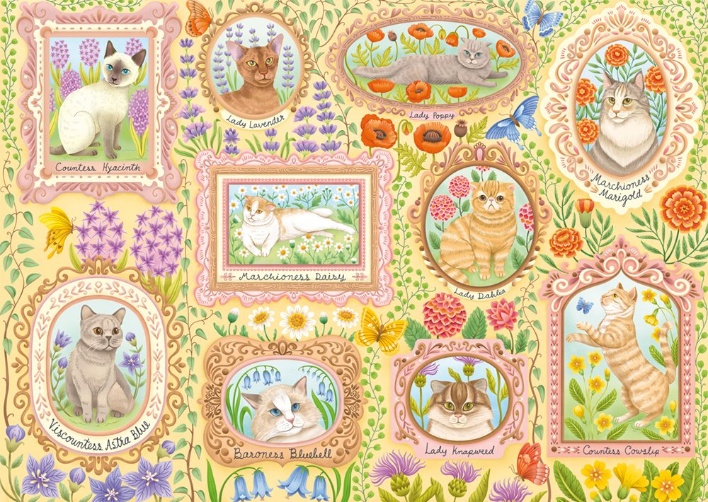 Schmidt Play Noble Cats En Floral Splendor, Puzzle 1000 Parts 59792