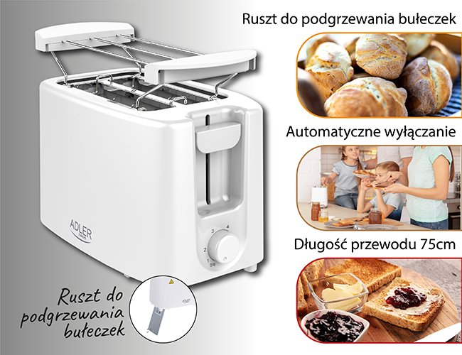 Tostadora Adler Ad 3223  2 Rebanadas, Blanco