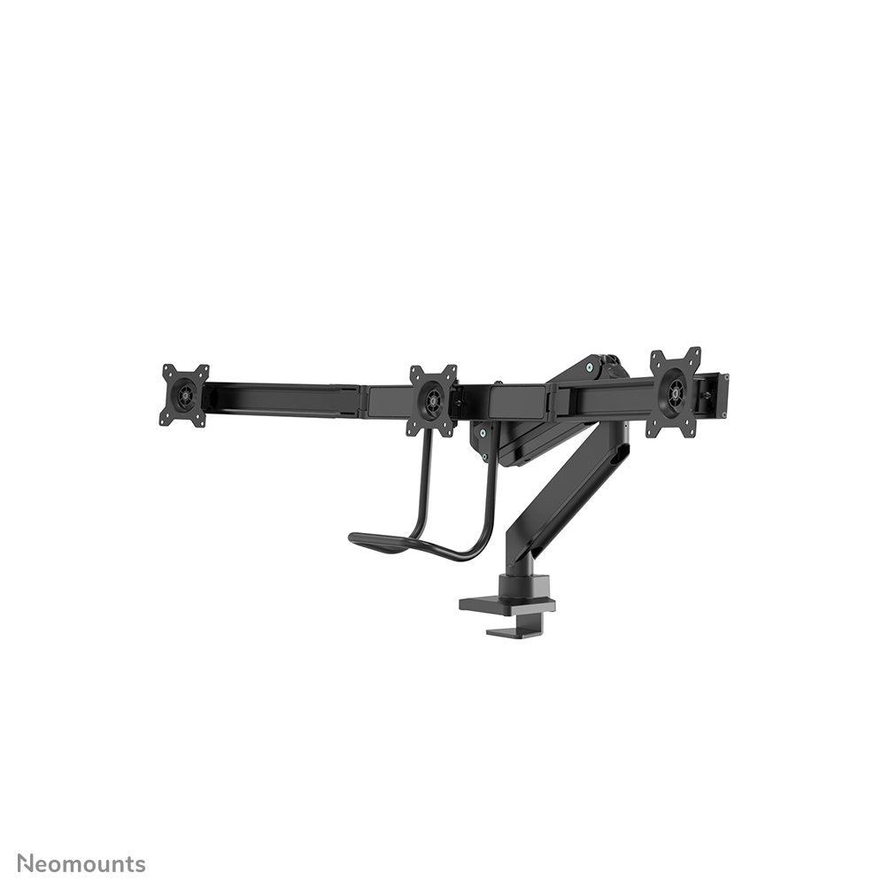 Newstar Monitor Triple-Deskmount With Crossbar 17-24inch Full Motion Gasspring Tilt Rotate Swivel Grommet/Clamp Black