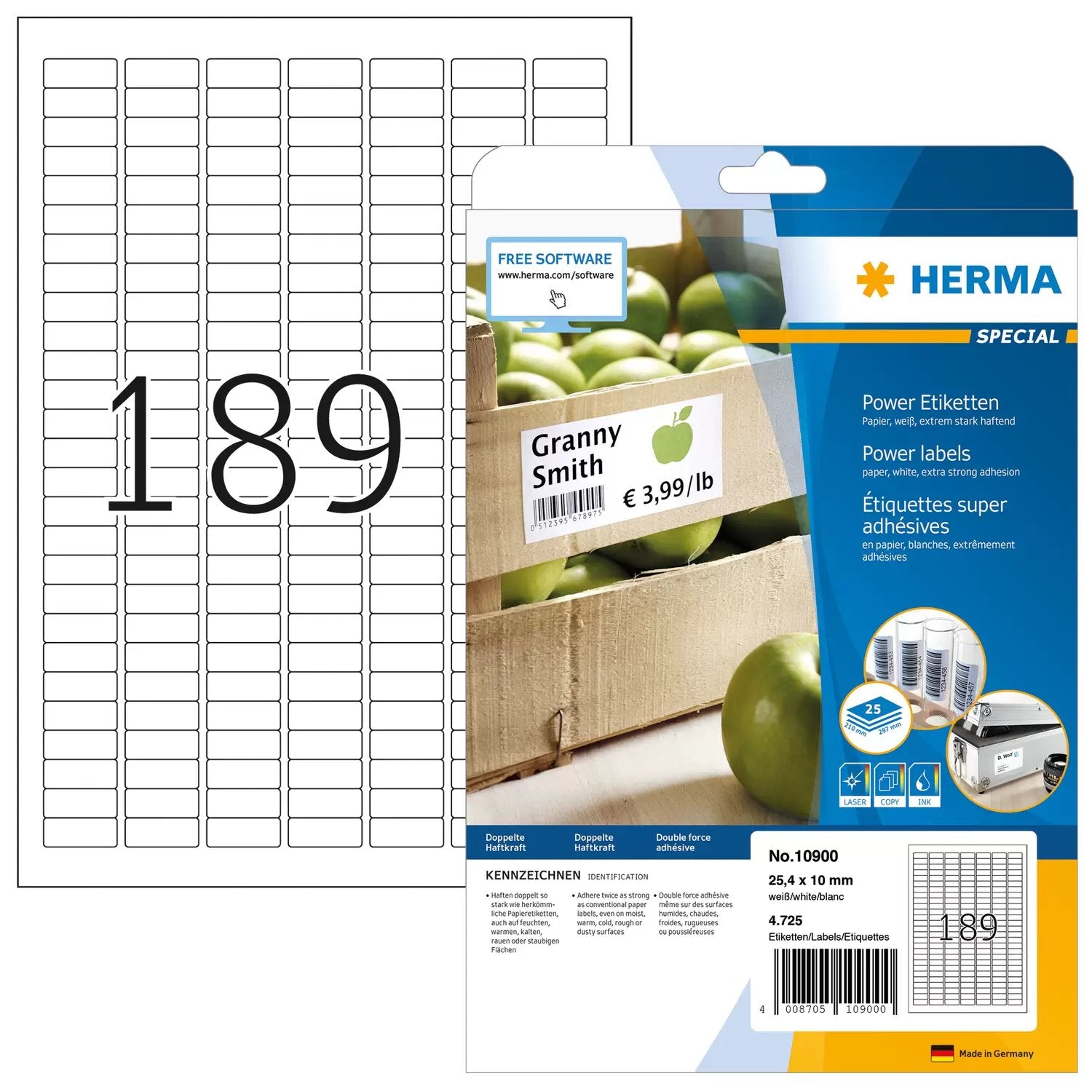 EAN 4008705109000 - HERMA 10900 etiqueta de impresora Blanco Etiqueta para impresora autoadhesiva imagen 1