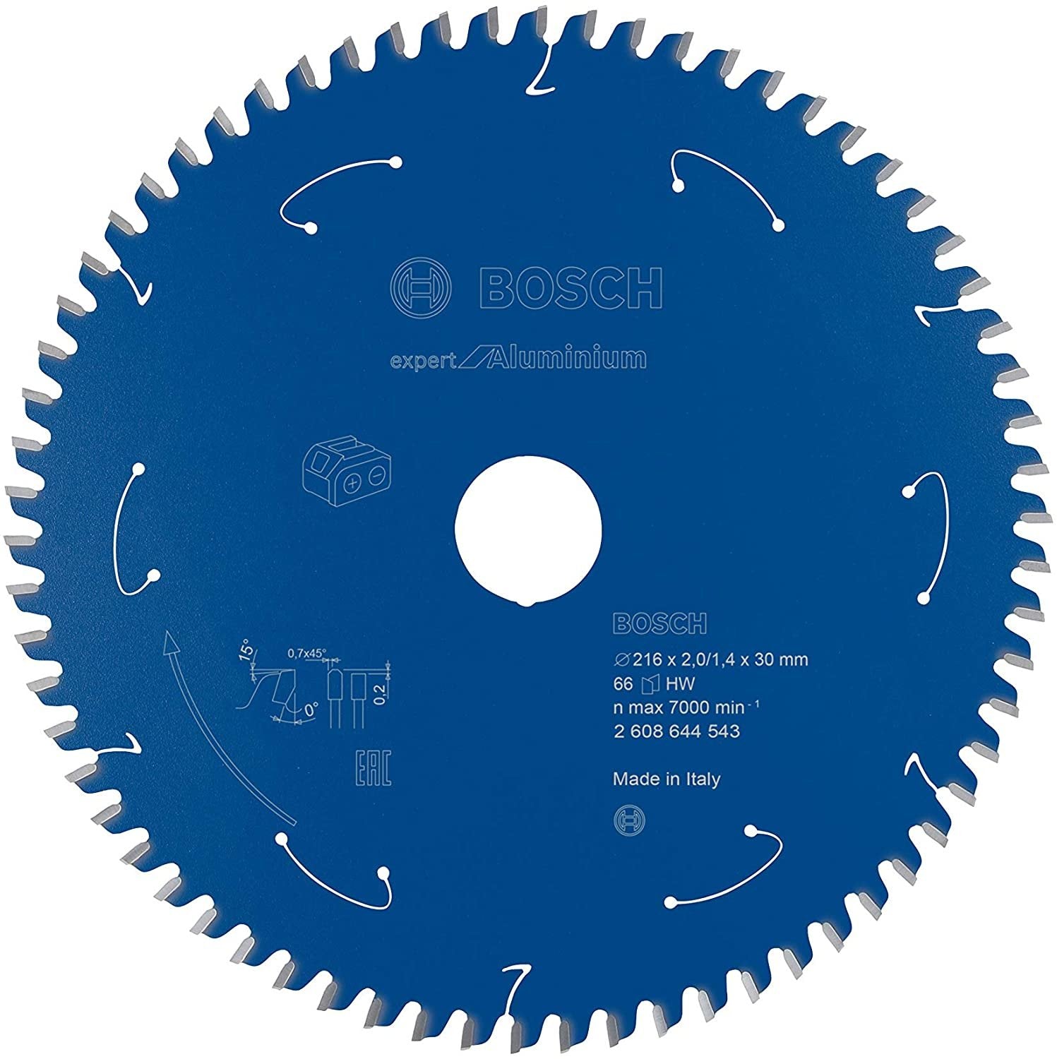 Hoja De Sierra Circular Bosch Expert Para Aluminio, Ø 216 Mm, 66 Dientes (Diámetro De 30 Mm, Para Tronzadoras De Batería)