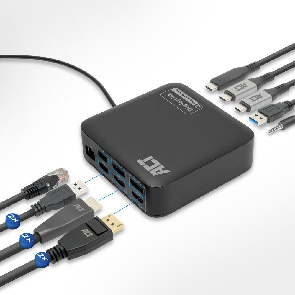 Estación De Acoplamiento Universal Usb-C 4k, Para 2 Monitores Hdmi, Displaylink, Modelo Compacto