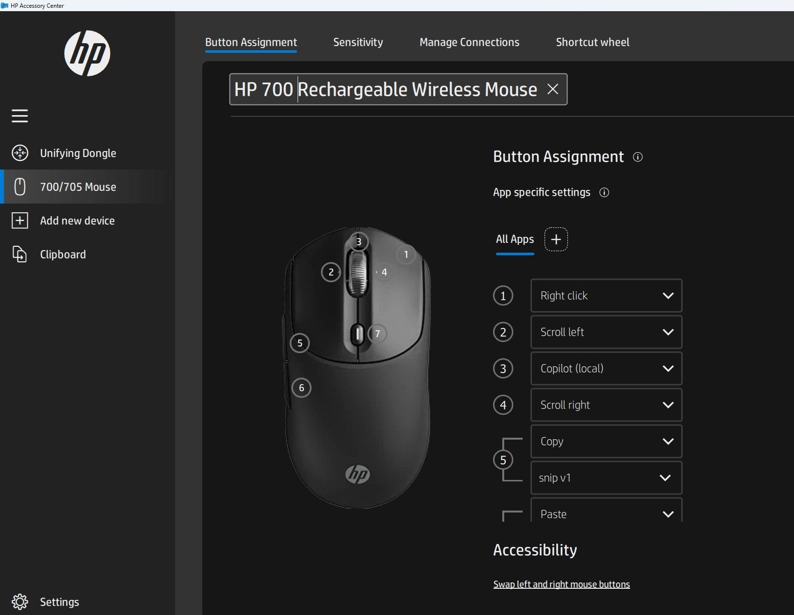 Hp Ratón Inalámbrico Recargable 700