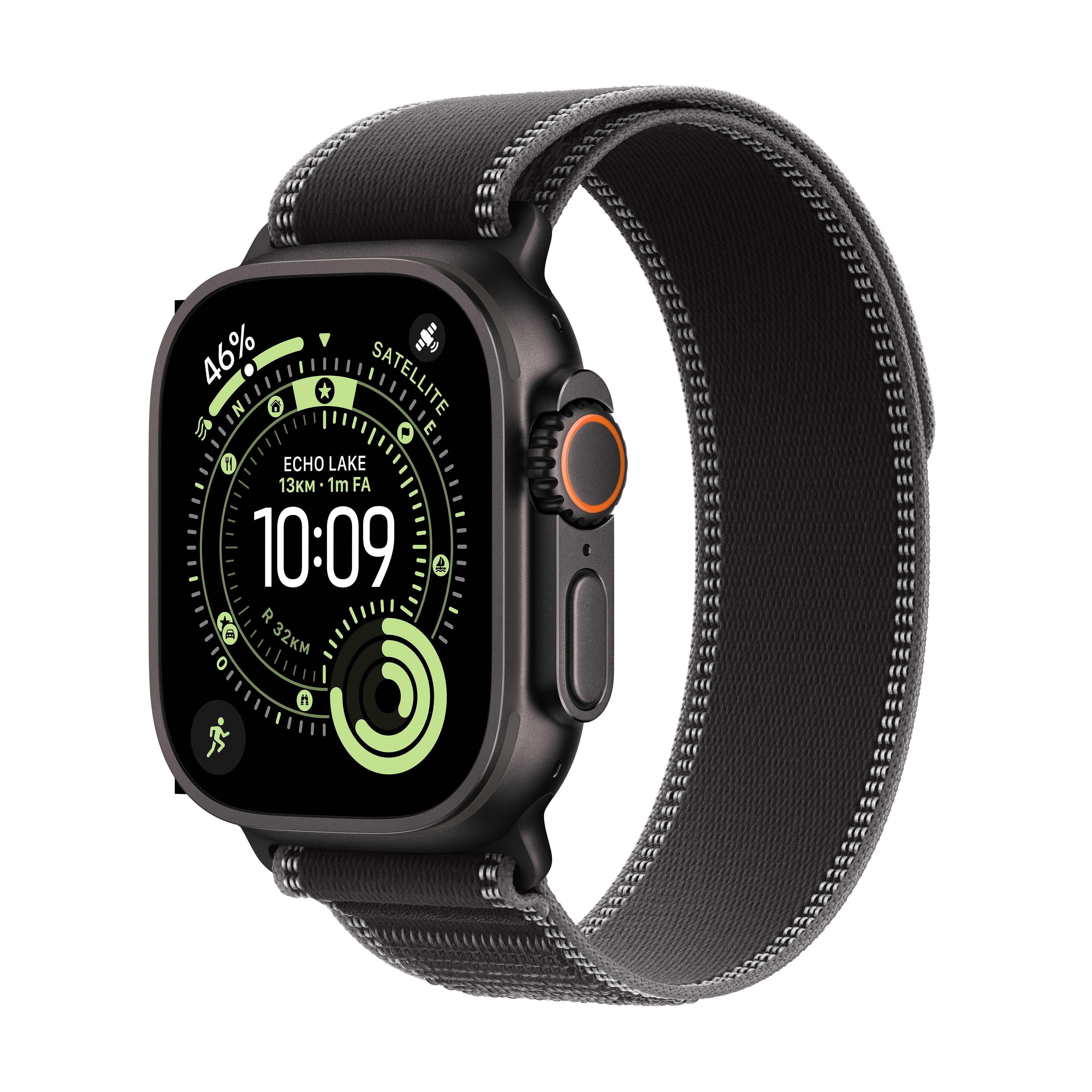 Apple Watch Ultra 3 Gps + Cellular 49mm Black Titanium Case With Negro Charcoal Trail Loop - S M