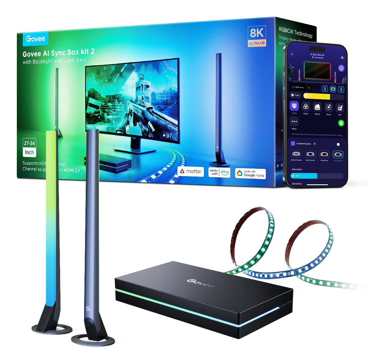 Govee Ai Sync Box Kit 2 (Para Geräte Mit 27-34 Zoll) H6603311
