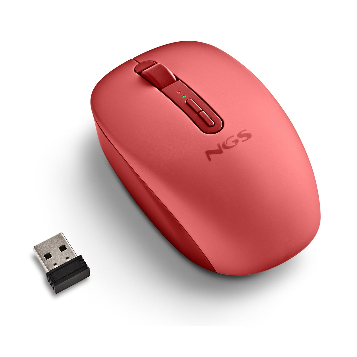 Ratón Ergonómico Inalámbrico Ngs Fog Dual Fogdualred Silencioso Hasta 1600 Dpi Rojo